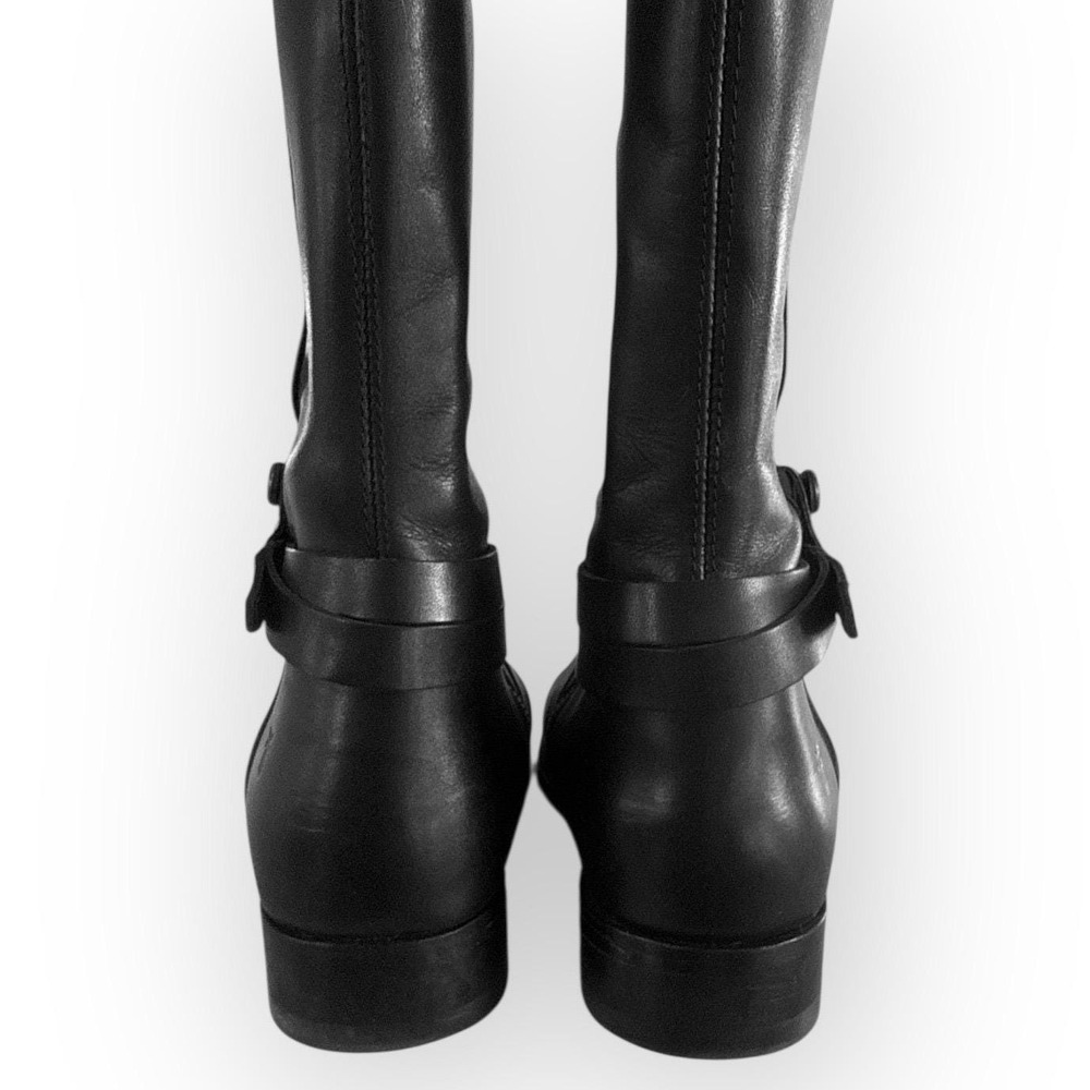 FRYE Women's Black Leather Riding Boots Buckle Detail Tall Knee High Size 8B - Picture 4 of 7
